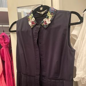 Ellie Tahari navy dress with beaded collar